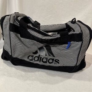 Adidas Black and White Striped  Duffel Bag